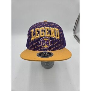 Top Level Legend 24 Snapback Hat Purple Gold Basketball Tribute Cap NEW